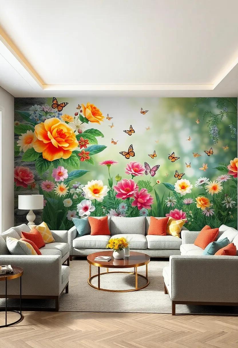 Enchanted Garden ⁢Scene: Transform your walls into a⁣ whimsical​ escape filled⁢ with vibrant‍ blooms and fluttering ‌butterflies, perfect for a touch of enchantment