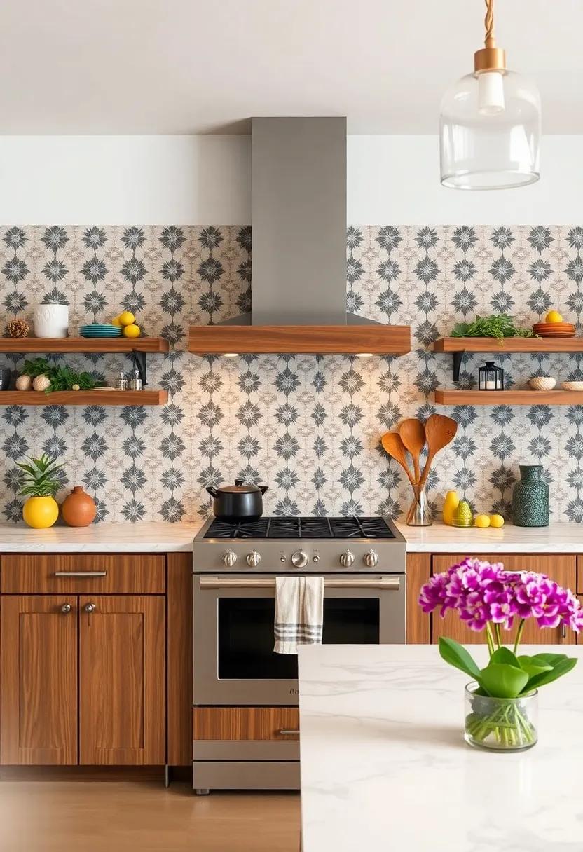 Patterned ‌cement Tiles:⁣ Make a bold statement ‍with intricately⁢ patterned ‍cement tiles that offer a beautiful ​contrast to‍ wood cabinetry