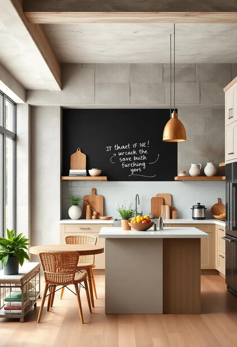 Chalkboard ‍Wall: ​A chalkboard wall can⁢ serve as ⁤a⁢ practical message board or a canvas ⁤for doodles, fostering creativity in the ⁣kitchen
