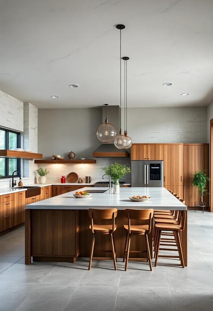 Large ‌Kitchen⁣ Island: A spacious kitchen island serves as a‍ multifunctional workspace,casual dining​ area,and⁤ social hub