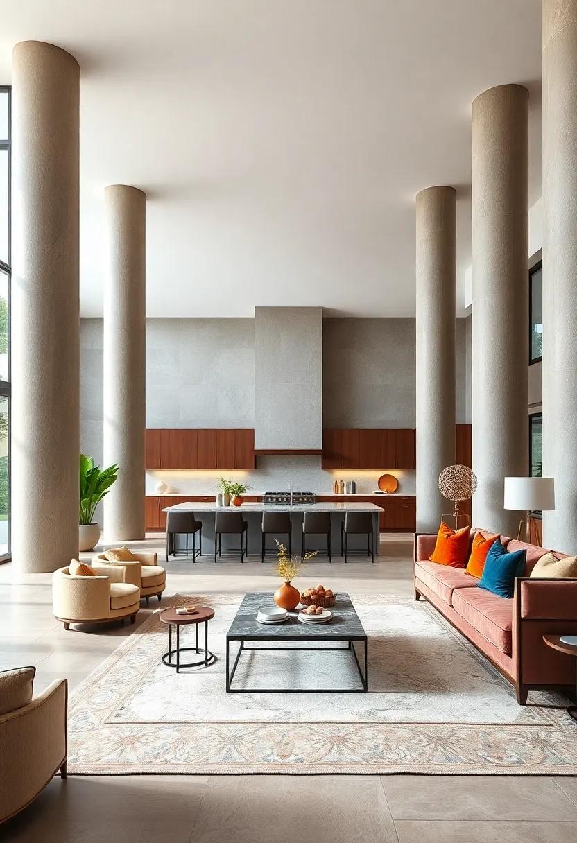 Dive deep into‌ luxury with a sprawling kitchen that features ⁣double-height ⁤columns, making⁢ the​ space feel⁢ grand and inviting
