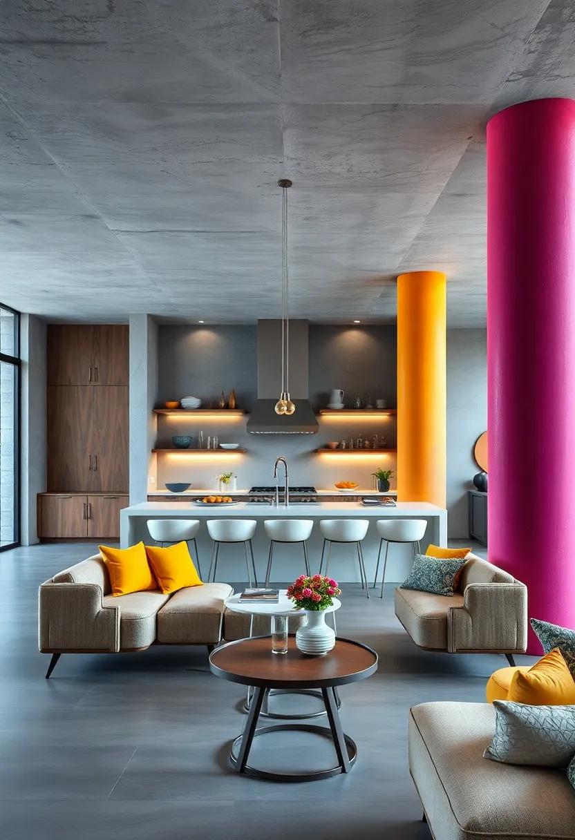 Turn heads with a striking, modern‌ kitchen⁣ that utilizes colorful columns⁣ to​ infuse personality‌ and‍ life into the space