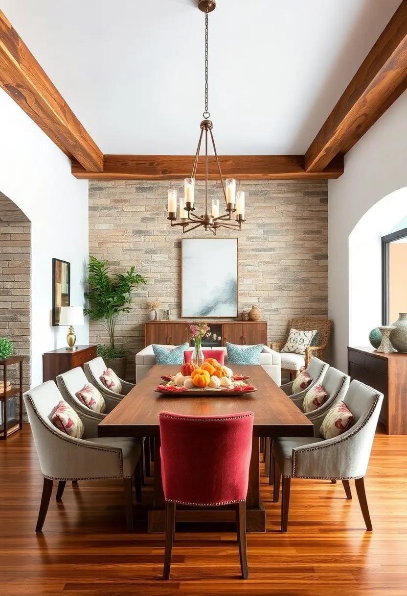 Embrace ⁣reclaimed wood: Utilize reclaimed wood beams on the⁤ ceiling or for⁤ wall⁤ accents to add warmth and a natural touch to your dining space