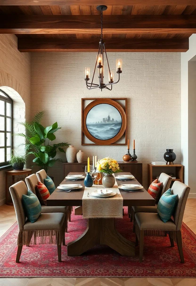 Incorporate a focal art piece: Choose a large, oversized piece of art or a rustic mirror that ​acts as a statement piece ​on one wall