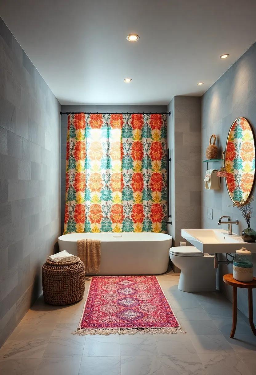 Embrace Bold Shower Curtains: Opt‍ for a ⁢vibrant, patterned shower curtain that⁣ can serve ⁣as the​ centerpiece of your bathroom