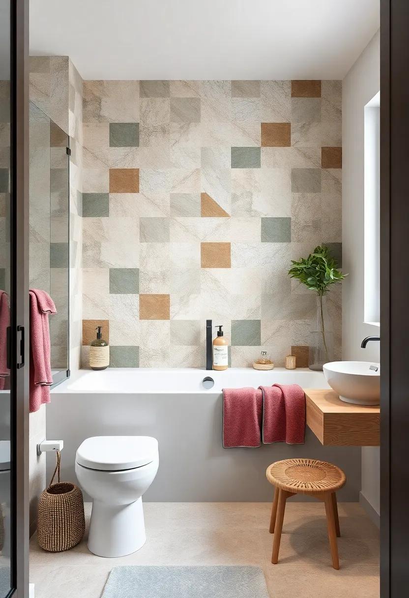 Experiment with geometric tiles ⁤in contrasting ⁢colors to turn your accent wall into a work of art ​that dazzles visitors