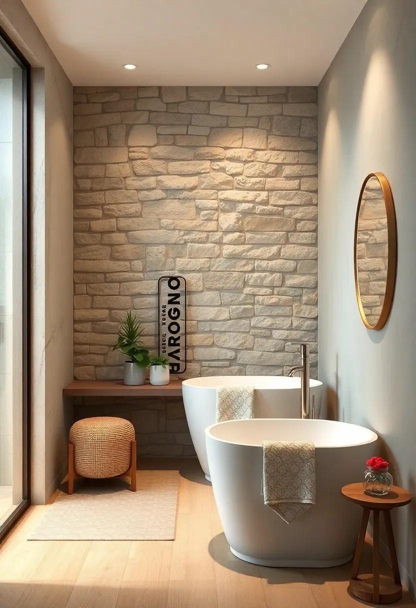 Implement a simple ⁢stone-clad⁤ wall‍ for a touch of nature ⁣that adds both ‌elegance and⁤ a ‍spa-like atmosphere