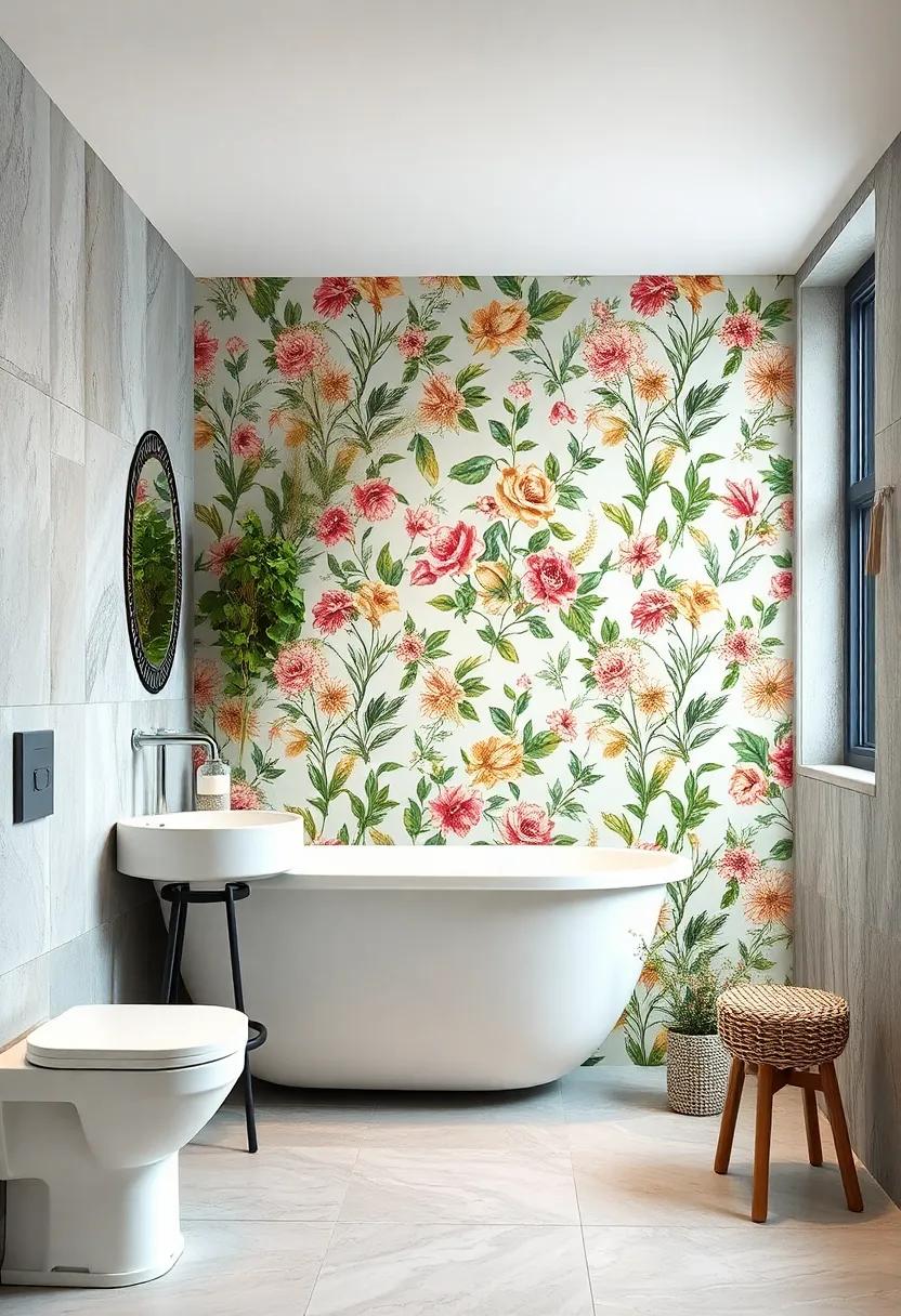 Utilize wallpaper with a bold floral ​pattern to⁤ introduce⁢ charm and personality, perfect ⁤for a modern ⁤vintage look