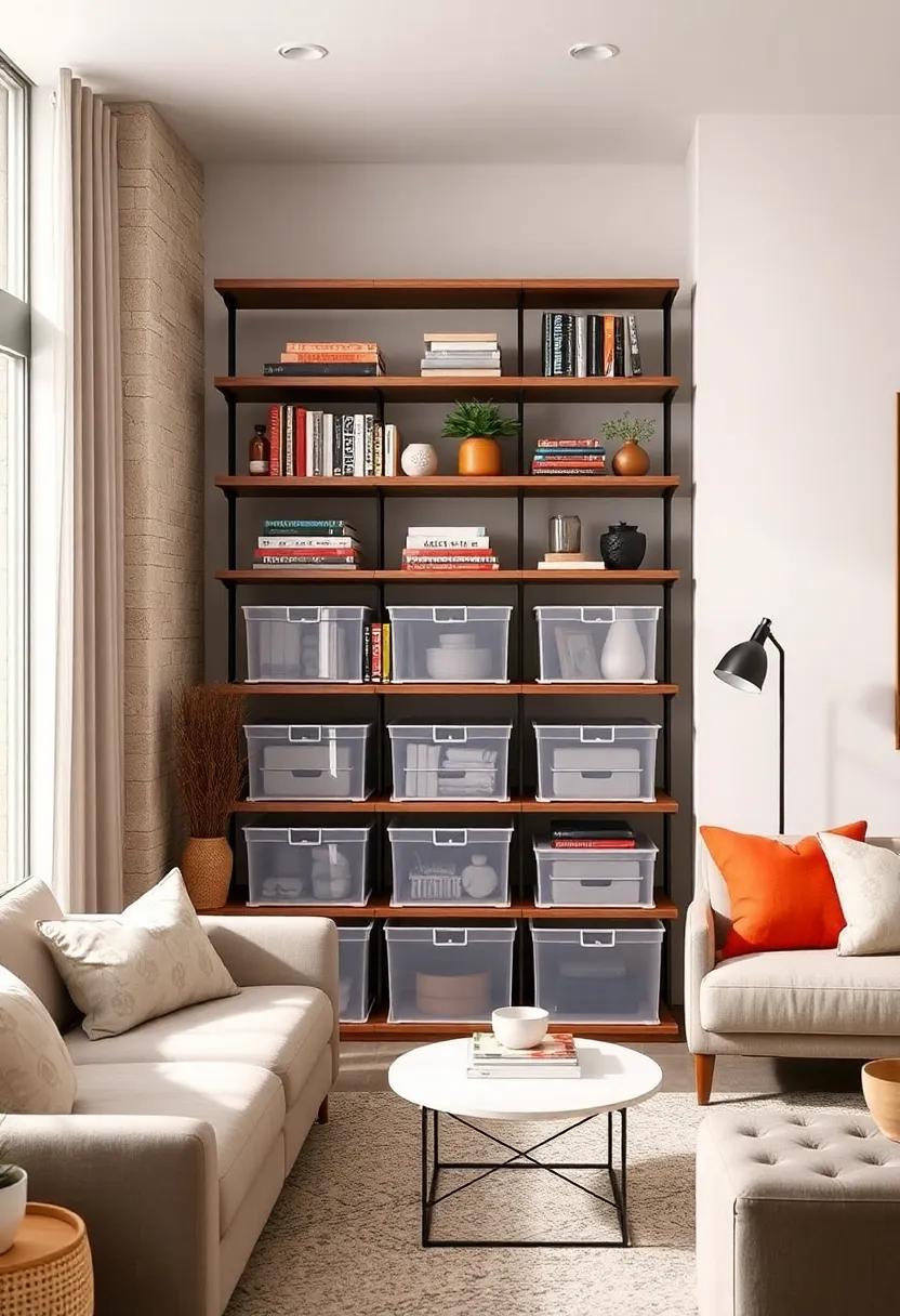Maximize Vertical Space:⁤ Use clear storage bins stacked on shelves to organize books, magazines, and small decor items‌ while keeping everything ‌visible
