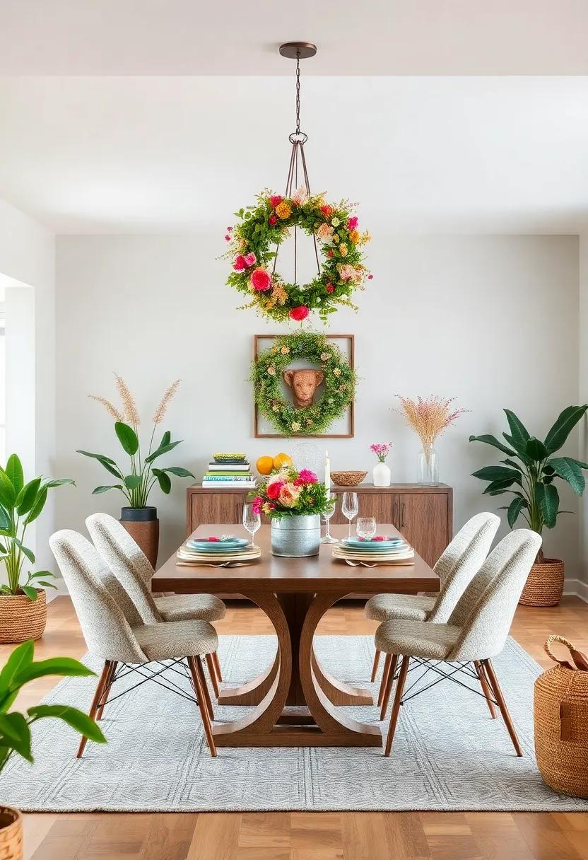 create a DIY ‍Wreath:‍ Craft a seasonal wreath from dried‍ flowers or greenery⁢ to hang⁣ as ⁤a lively focal point in your dining room