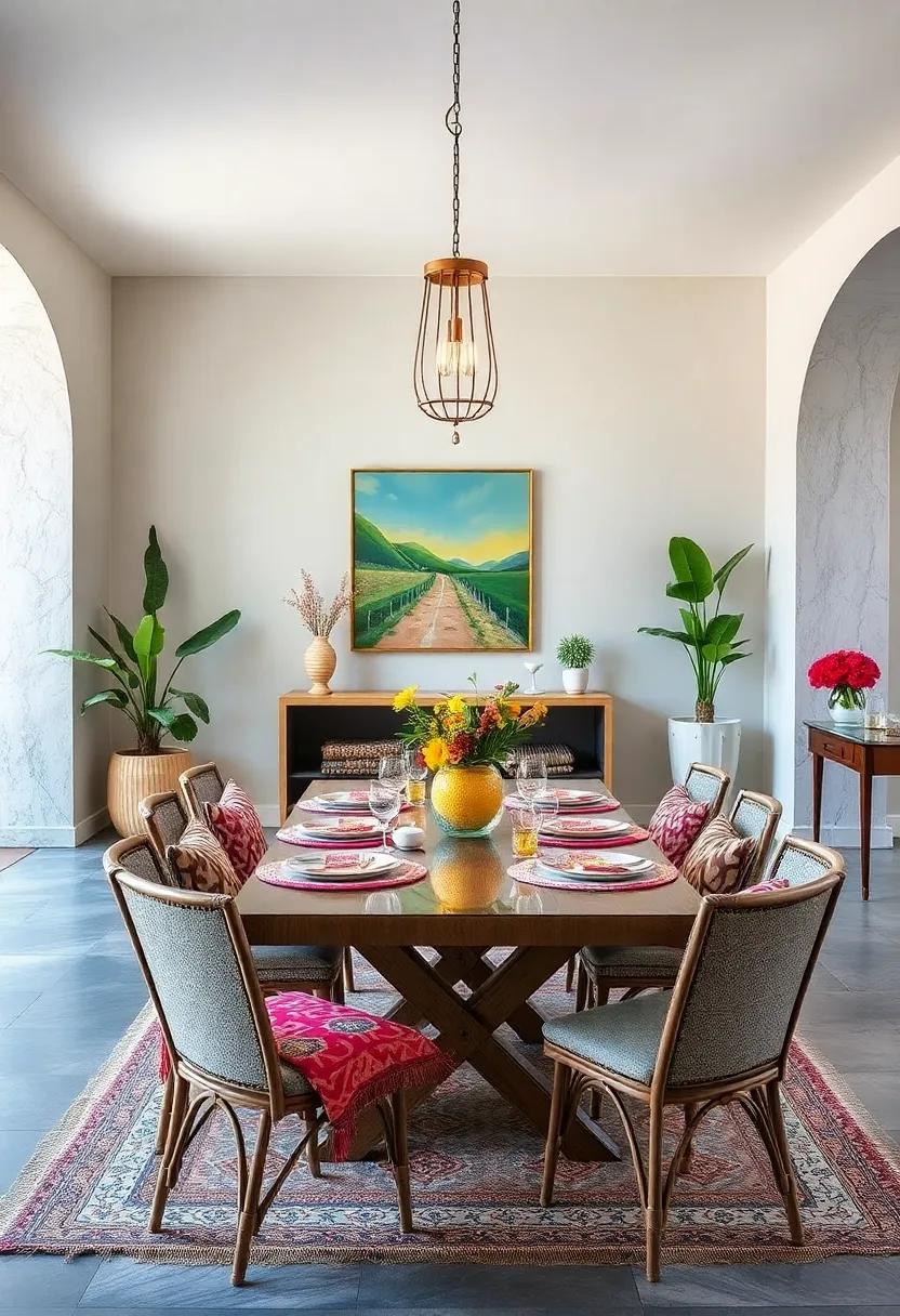 Incorporate​ Ethnic Textiles:⁣ Utilize⁣ brightly patterned textiles from around ⁤the world as placemats or cushion ⁤covers to add global flair