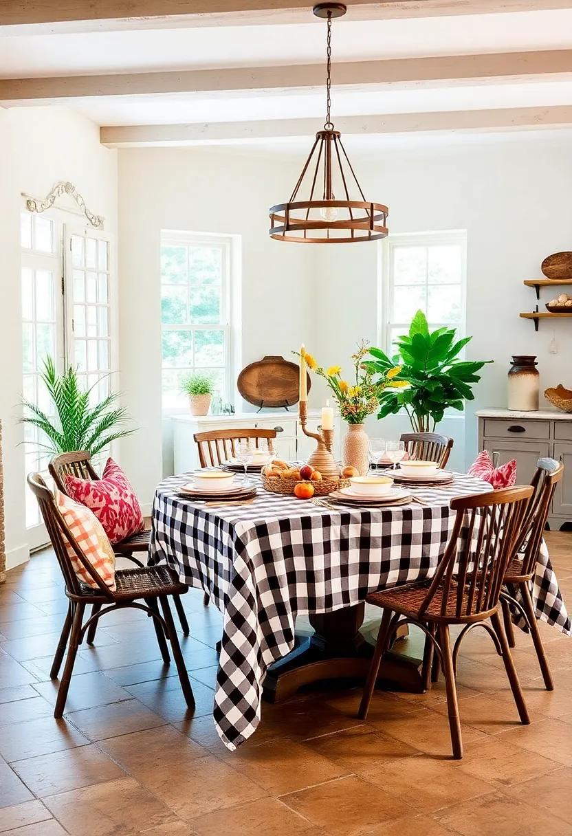 Set a Picnic-Inspired Table: Drape a checkered tablecloth ‌and use enamelware for a casual, picnic-inspired dining ⁢experience indoors