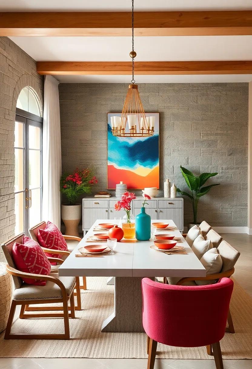 Use Bright⁤ Color Accents: Introduce bold colors⁤ like ‍coral ‌or turquoise⁢ through vases,‍ artwork, or tableware to ‌energize⁤ your dining space