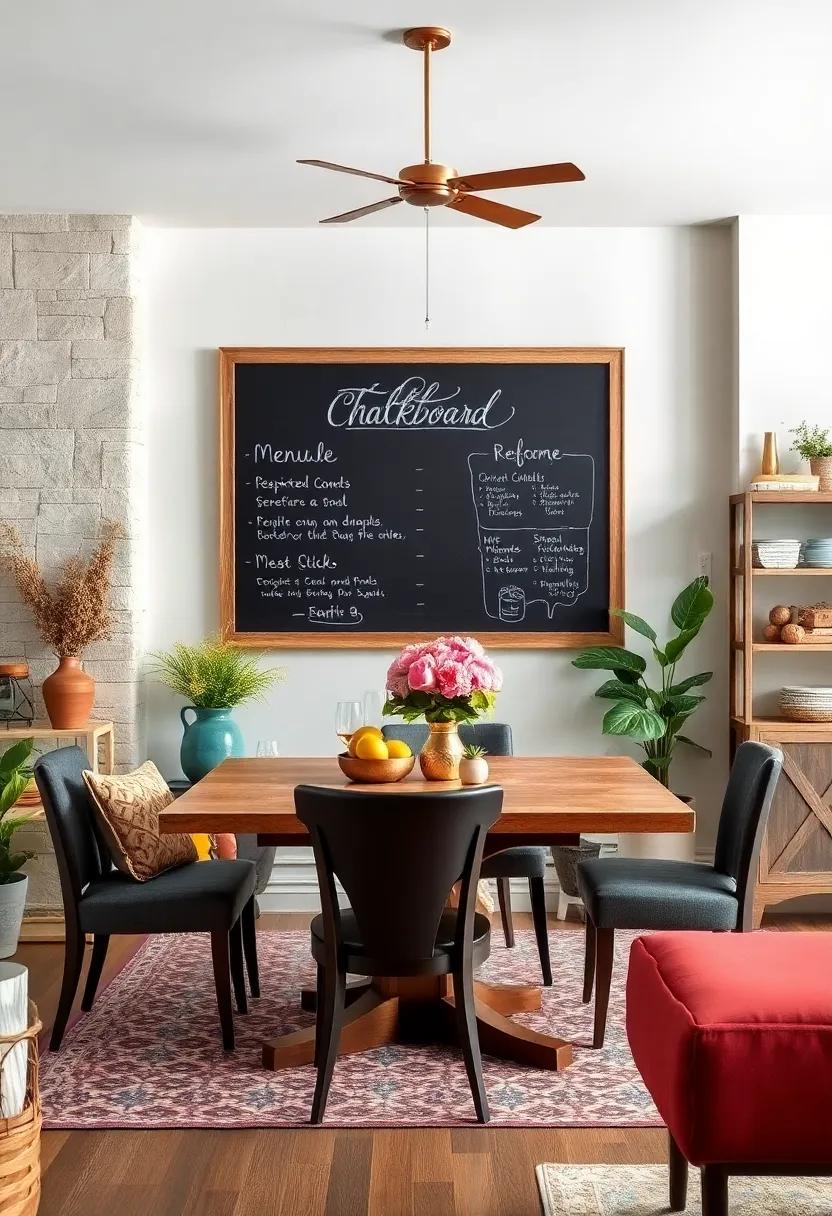 chalkboard Wall: A thrifted chalkboard can make a perfect addition for a⁤ menu display or guest messages, giving ​your dining area a personal touch