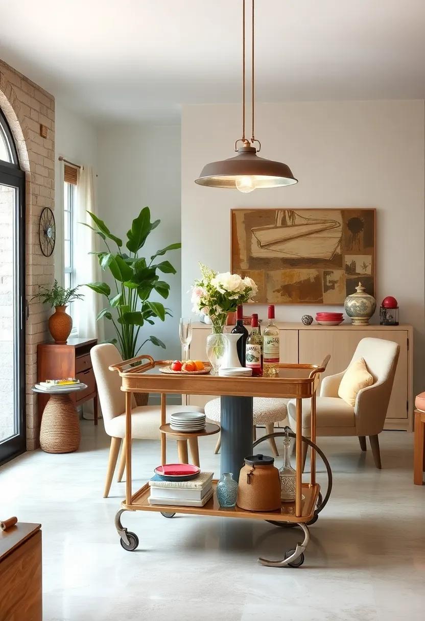 Vintage ⁣Bar Cart: A retro bar cart can serve as a stylish serving station for drinks​ and snacks,⁣ perfect for entertaining guests
