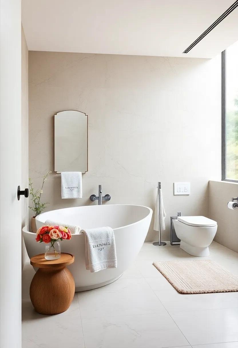 Luxurious Textures: Incorporate plush towels‌ and elegant bath ⁤mats to enhance ⁣comfort and create a spa-like atmosphere