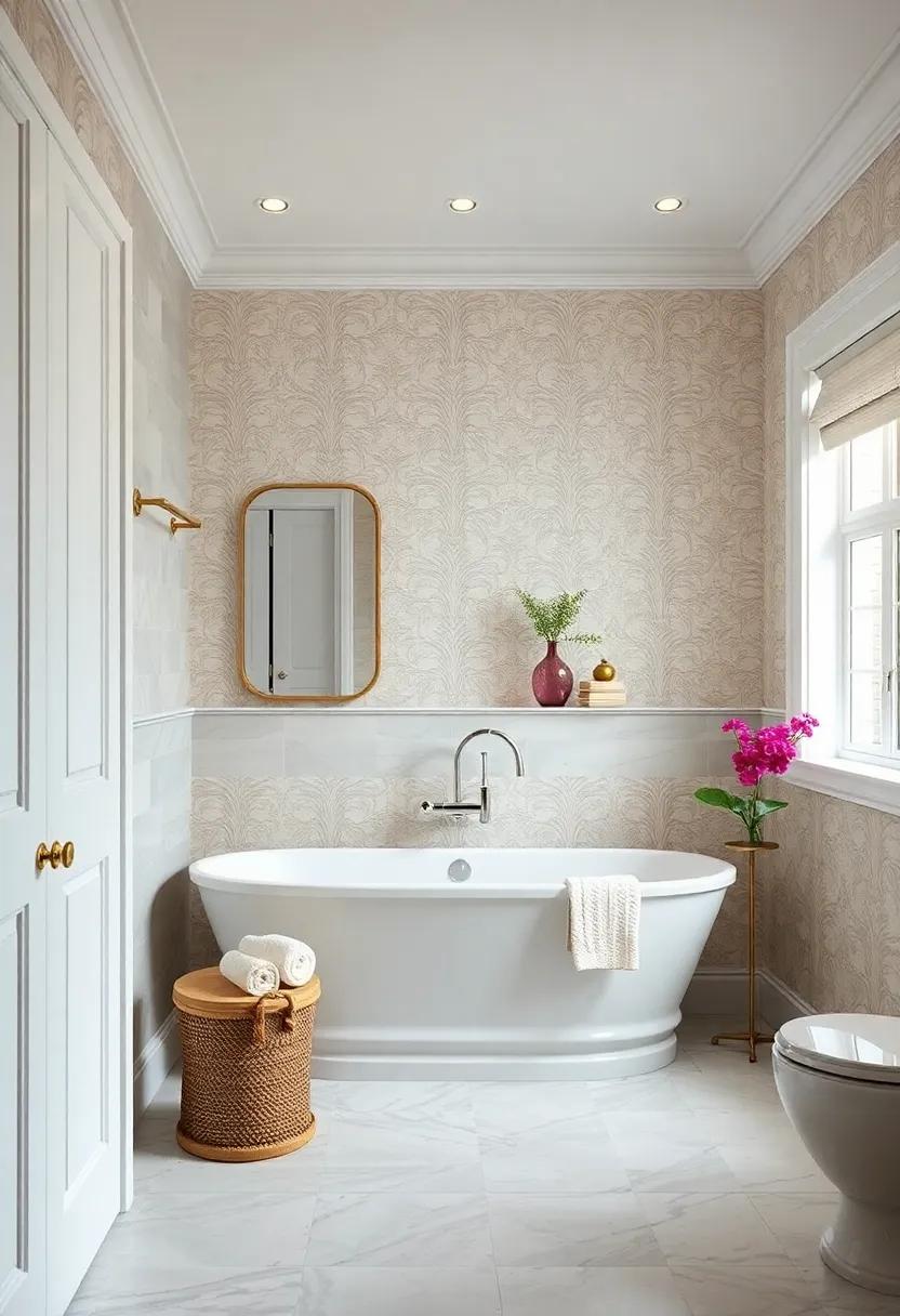 Statement Wallpaper: ‌Consider⁣ using classic patterns, such as damask or floral, ​to ‍bring personality to the space while maintaining an elegant feel