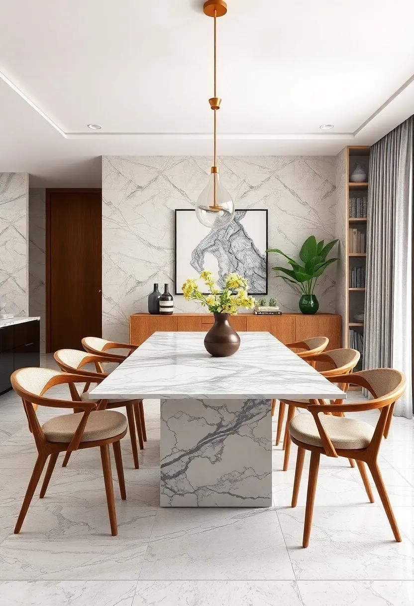 Strike ⁢a ‌Balance: Pair a sleek marble dining‍ table with‌ rustic wooden chairs ‌for an eye-catching contrast that enhances‌ the ​warmth of ⁢the room