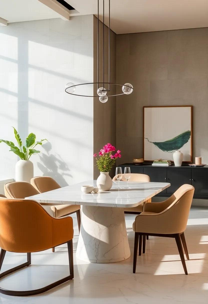 Marble-Infused Decor: Use small marble decor pieces, ‍such as candle holders or bowls, to sprinkle ​the elegance ‌of marble⁢ throughout the dining‍ space