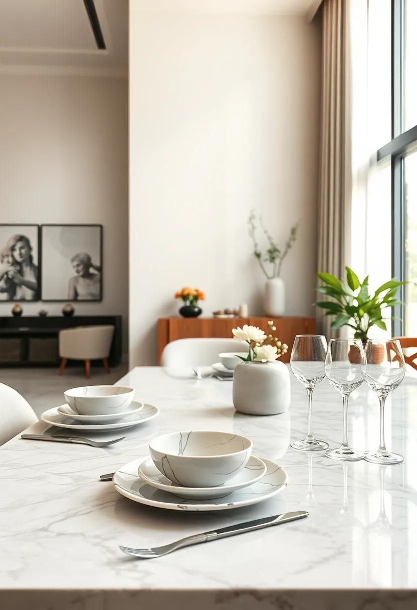 Floating Marble⁤ Shelves: Install​ floating shelves made of marble ⁣for a⁢ practical yet stunning solution to display ⁣dining essentials and decor