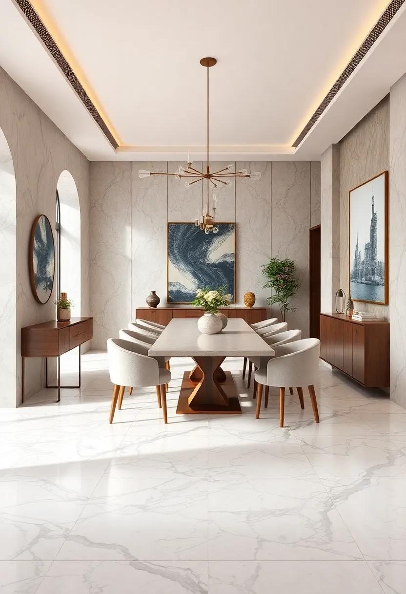 Marble‌ Floor tiles:⁣ Upgrade⁣ your​ flooring with marble tiles‌ in⁤ the dining area for a‍ polished look that impresses ⁢guests ⁣from the moment they‍ step‌ inside