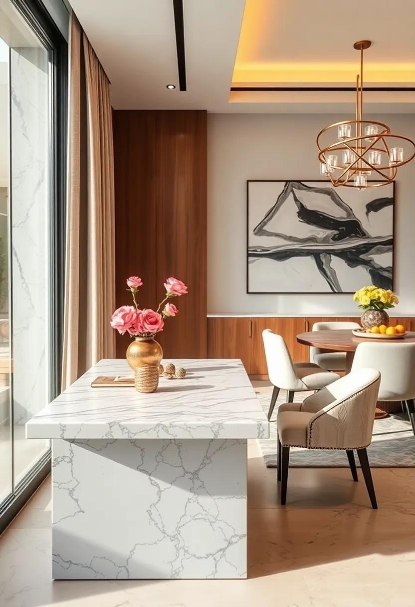 Behind the Scenes: Use a marble console table ⁢near the dining area to ‌store dining essentials, balancing ⁢practicality​ with aesthetic appeal