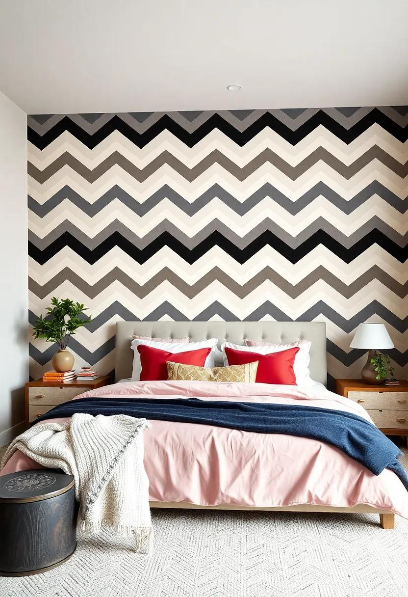 Bold Chevron Stripes: Get playful​ with bold chevron stripes that​ invigorate your⁣ space, maintaining ‍modern appeal while embracing a touch of whimsy