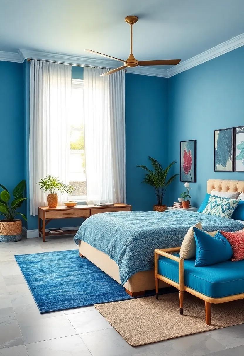 Caribbean Calm: Dive into a soothing Caribbean blue, enhanced with tropical accents‌ to bring a tranquil island vibe into your home