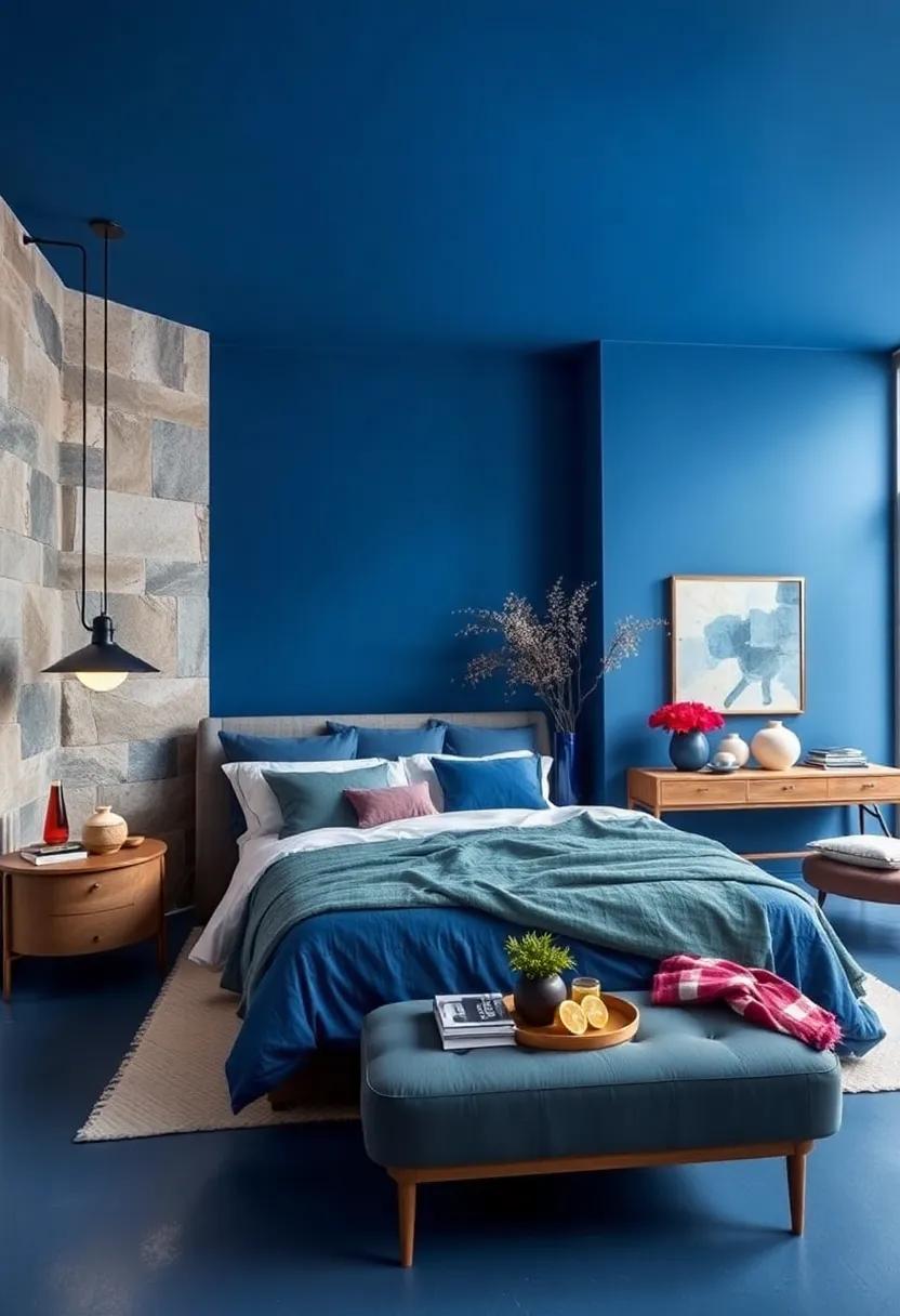 Cobalt Calm: Make a statement with‍ cobalt blue,​ balancing boldness and tranquility⁣ for a unique and striking bedroom⁢ experience