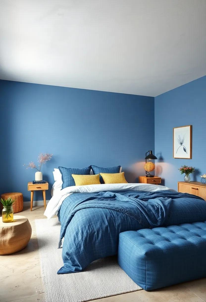 Dreamy Denim: ⁣Style your ‍bedroom⁣ with ‌dreamy​ denim accents for a ​relaxed, ‌casual vibe that encapsulates easygoing calmness