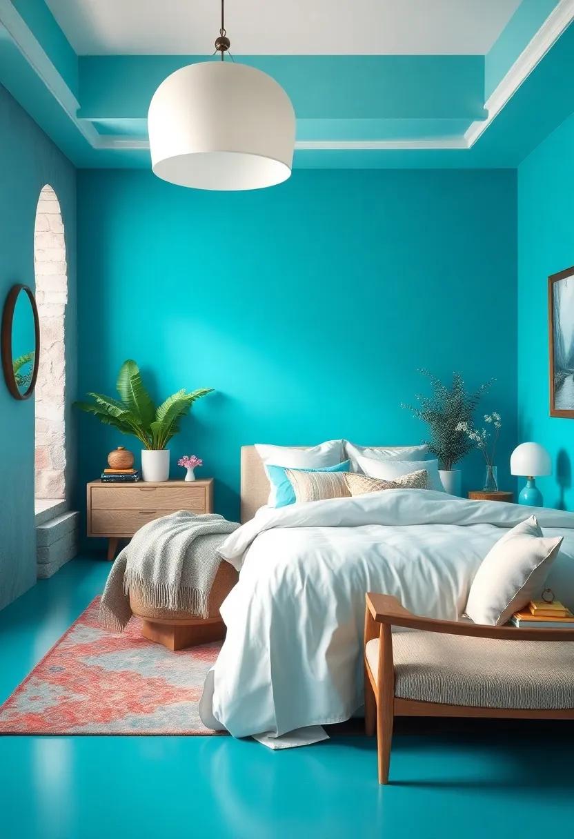 Turquoise ‌Touch: Add pops⁢ of bright turquoise to accentuate white⁢ linens and‍ natural wood furnishings, ‍creating a vibrant‌ yet calming escape