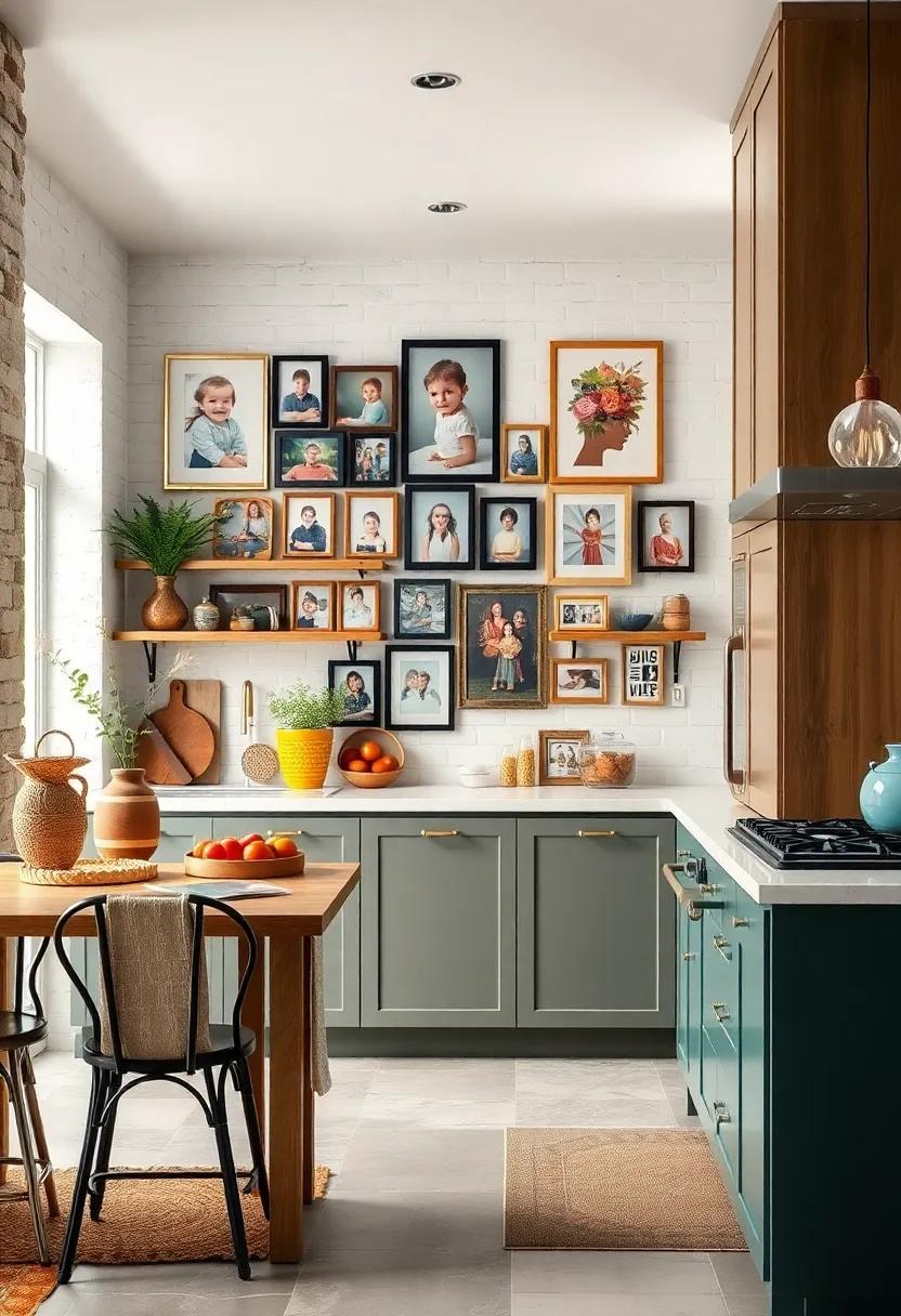 Eclectic display of family photos: Create a gallery of family photos in mismatched frames⁣ for a personal touch⁤ that tells your culinary⁤ story