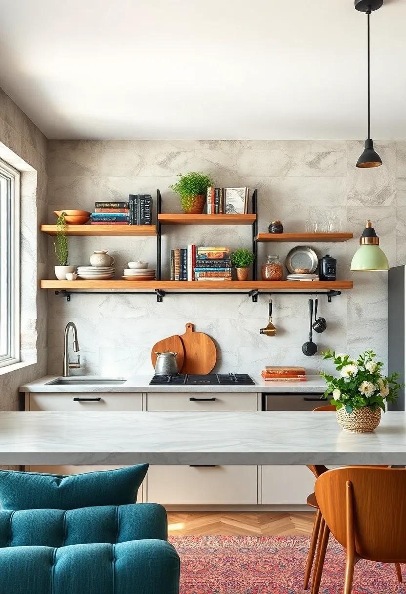Open shelving: Showcase⁤ your favorite⁢ cookbooks and unique⁣ kitchen gadgets on open shelves ​to encourage creativity and engagement
