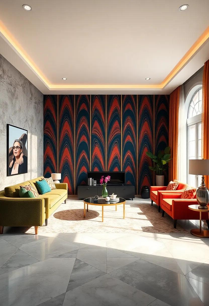 Art⁢ Deco Elegance: infuse vintage glamour ⁤with an Art ⁤Deco-inspired wallpaper featuring bold lines and rich jewel tones, perfect for a stylish transformation