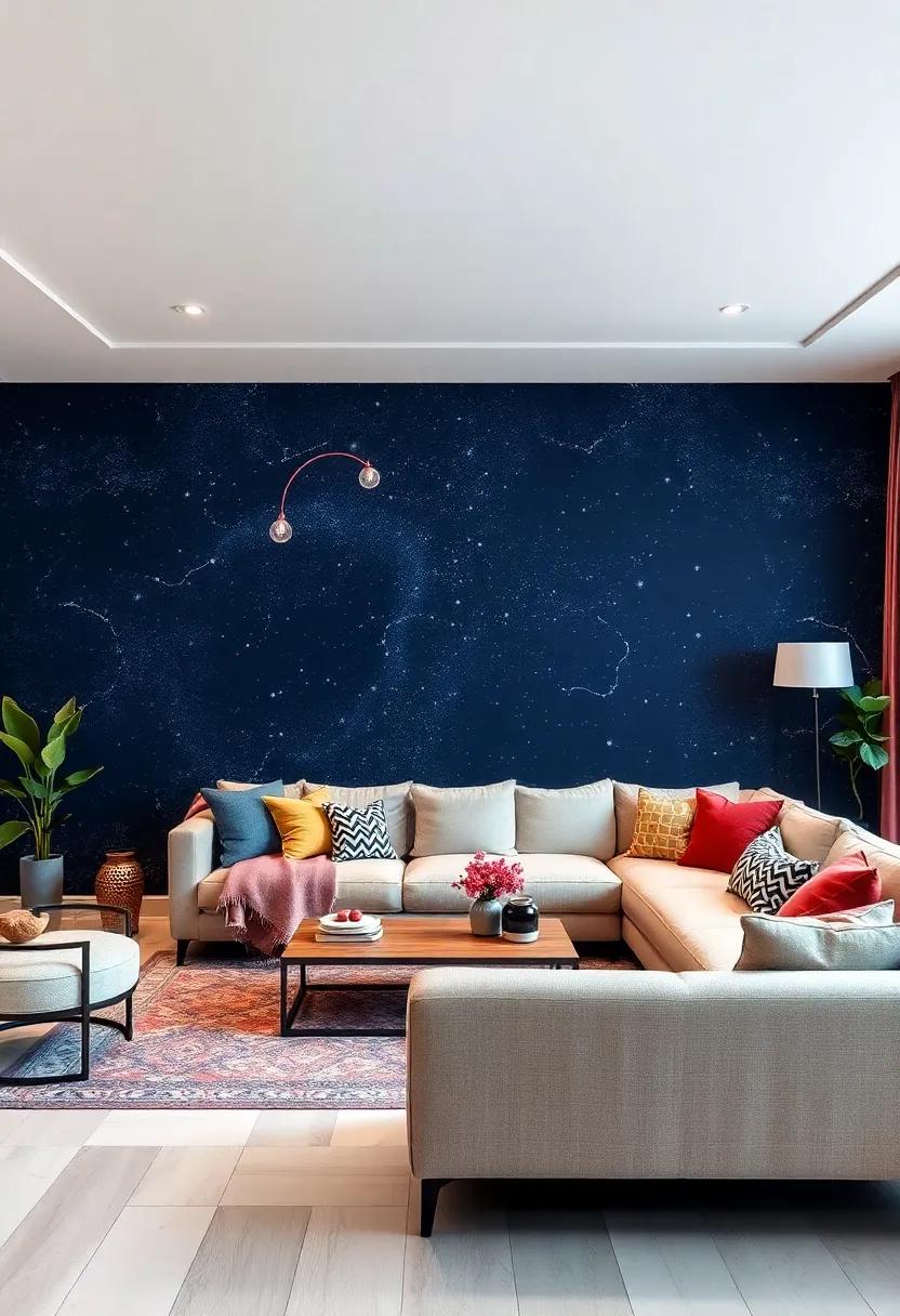 Mystical Night Sky: Transform your space into a celestial⁢ retreat with a deep navy​ wallpaper sprinkled with stars and ⁣constellations, perfect for dreamers