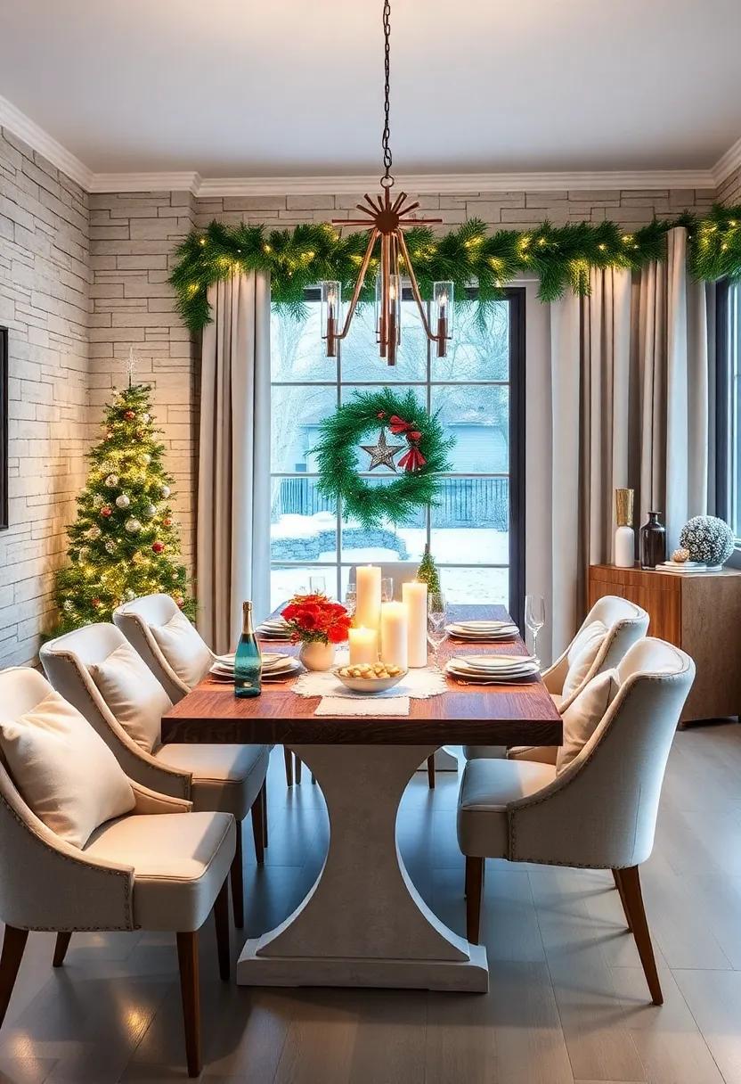 Embrace⁤ a Winter Wonderland: Transform your dining ⁢room into a snowy escape with ‍white and silver ​accents, faux snow ​on the table,⁢ and twinkling string lights