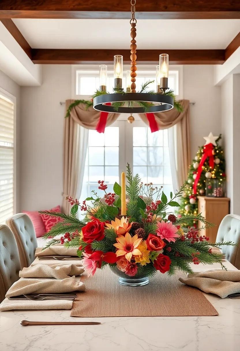 Joyful Centerpieces: ⁢Create a⁣ stunning centerpiece‍ with a mix ‍of⁤ seasonal flowers, pine cones, and sprigs‍ of holly to ​capture the essence of⁢ the holidays