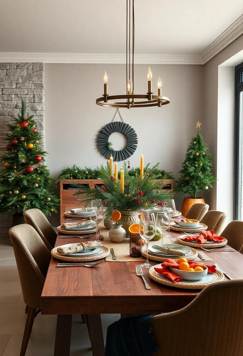 Natural Elements: Incorporate pine branches, ⁤citrus slices, and⁢ nuts to create a rustic, ‍nature-inspired table setting that brings the ⁤outdoors in