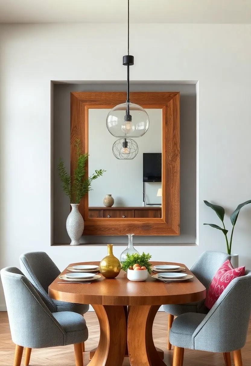 “Framed⁢ Nature: A mirror encased in a frame made of reclaimed wood‍ showcases⁤ an eco-friendly approach to decor, perfect for a rustic ⁣dining experience.”