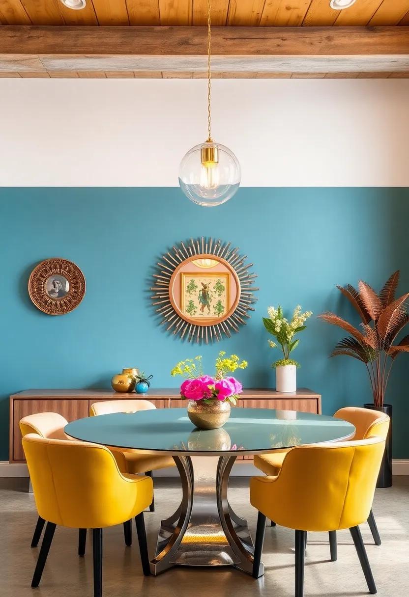 “Color Pop: Vibrant hues surround this unique​ mirror, making it​ a⁢ playful focal point ‌and ⁣an ideal⁢ choice for eclectic or bohemian dining‍ rooms.”