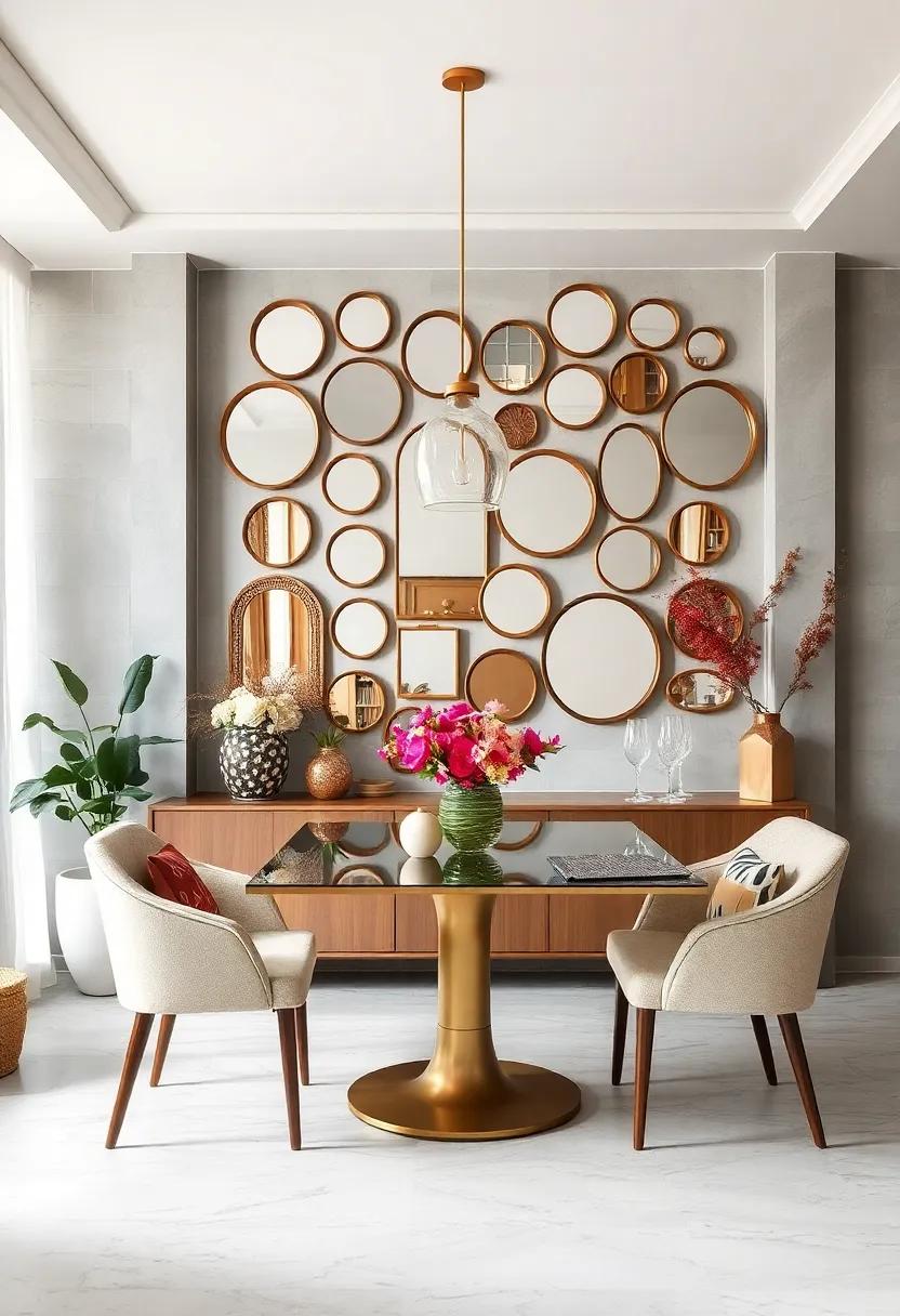“Fit ​for a Gallery: A collection of small⁤ mirrors‍ in varied‌ shapes creates an⁣ eclectic gallery wall, enabling a play⁤ of ‌reflections that brings life⁢ to ‍your⁤ dining area.”