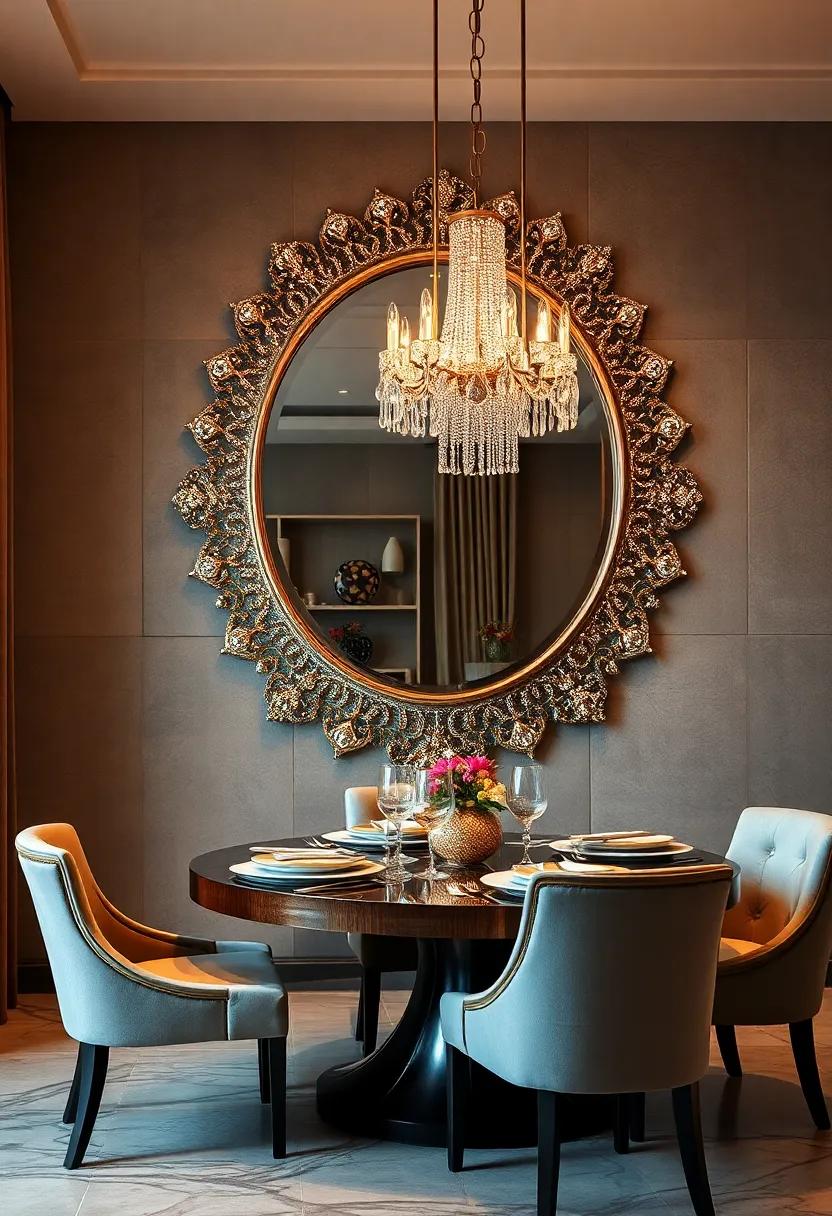 “Shimmer ⁣and Shine: A mirror embellished with ⁣sparkling crystals⁢ infuses⁤ a sense of luxury and⁢ sophistication, ideal for glamorous dinner parties.”