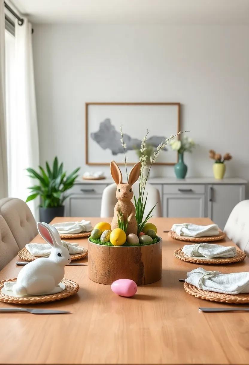 Bunny table Accents:⁢ Introduce adorable bunny figurines or plush decor to create a whimsical yet⁤ charming‌ atmosphere ‍for your⁤ Easter gathering