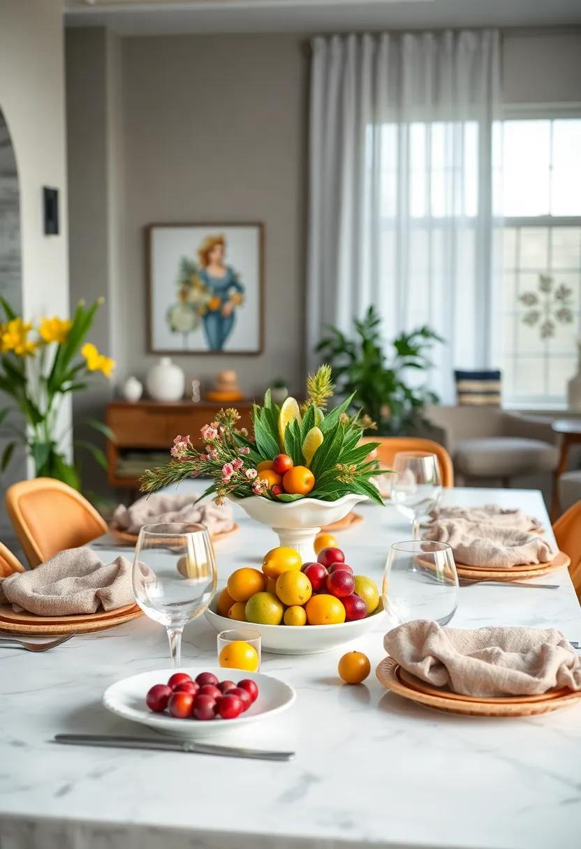 Bright Fruits: ⁤Use an ‌assortment of colorful fruits like lemons,‌ limes, or berries as a centerpiece, offering a ⁣refreshing and⁢ vibrant appearance