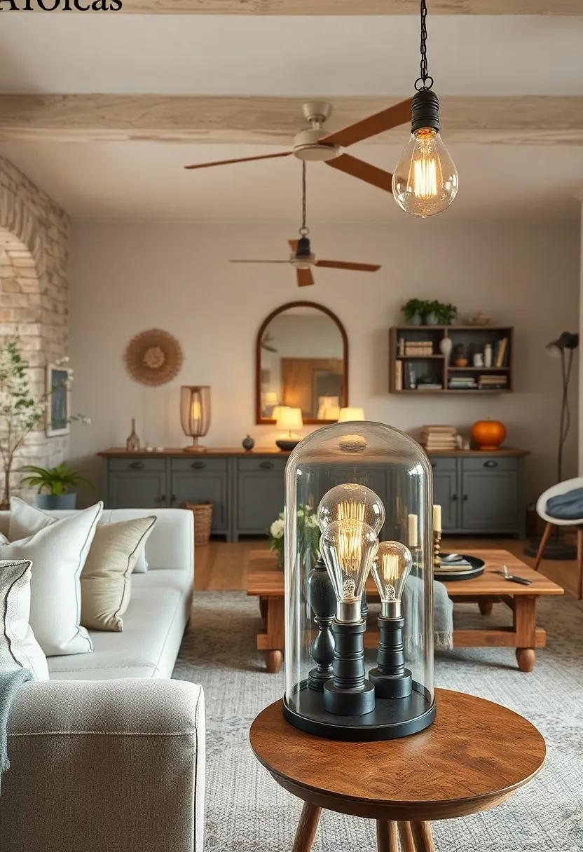Infuse a⁤ sense of history by displaying‍ a collection of vintage lightbulbs in⁤ a glass cloche on a ⁣side table