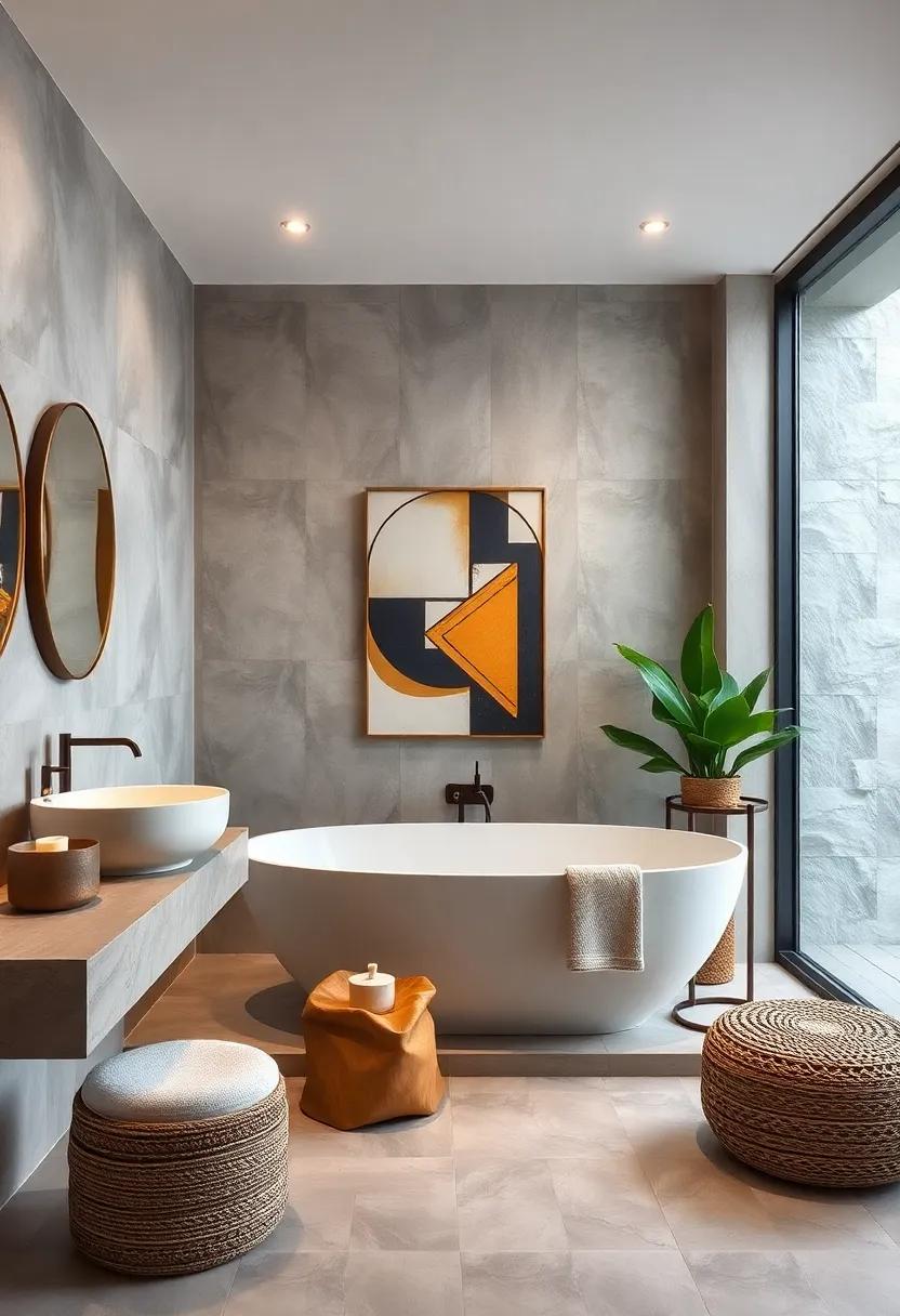 Artistic Touch: Showcase⁤ a sculptural freestanding tub as a piece of art, enhancing the aesthetic appeal of the bathroom with statement decor
