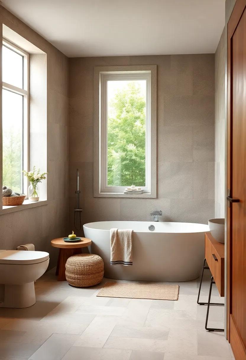Cozy Nook:⁣ Design a⁤ corner bathroom⁣ space with a freestanding tub nestled between windows, creating a peaceful spot ​for⁣ relaxation