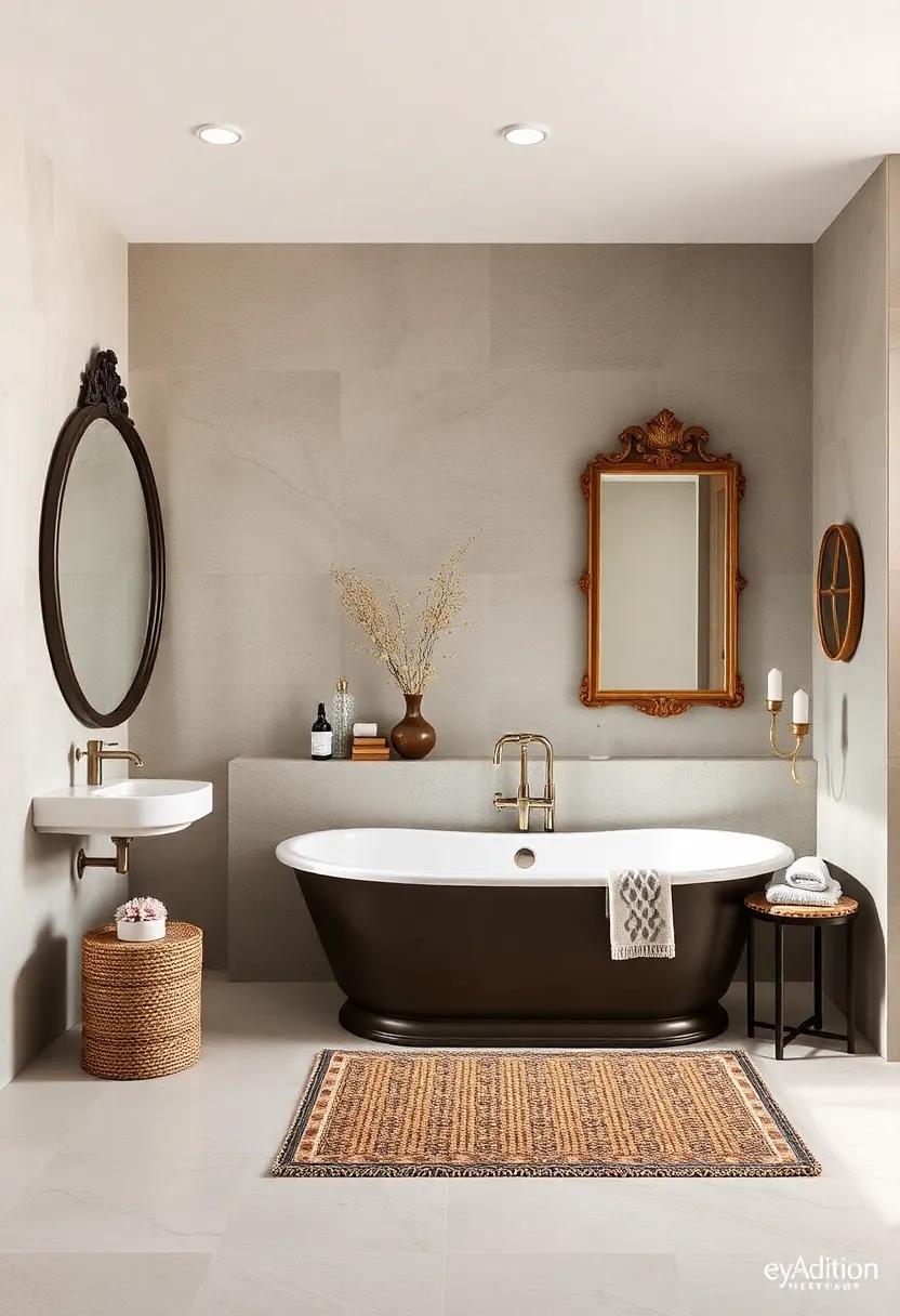 Elegant Contrast: Pair a modern ⁤freestanding‍ tub with antique mirrors and vintage accents⁣ for a sophisticated ‍and eclectic​ look
