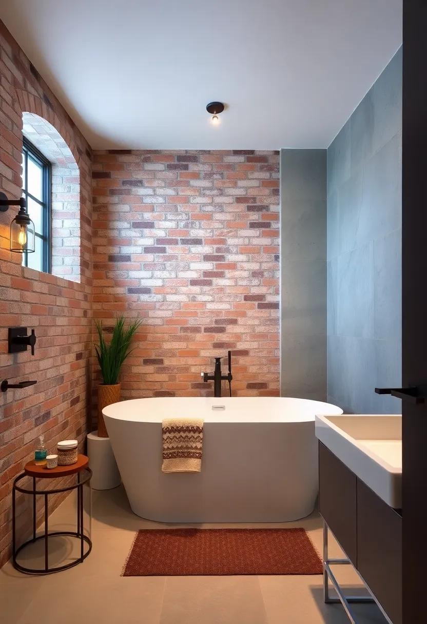 Industrial Edge: Utilize raw materials like exposed ⁢brick and metal fixtures alongside a freestanding tub to achieve⁤ a trendy ‍urban look