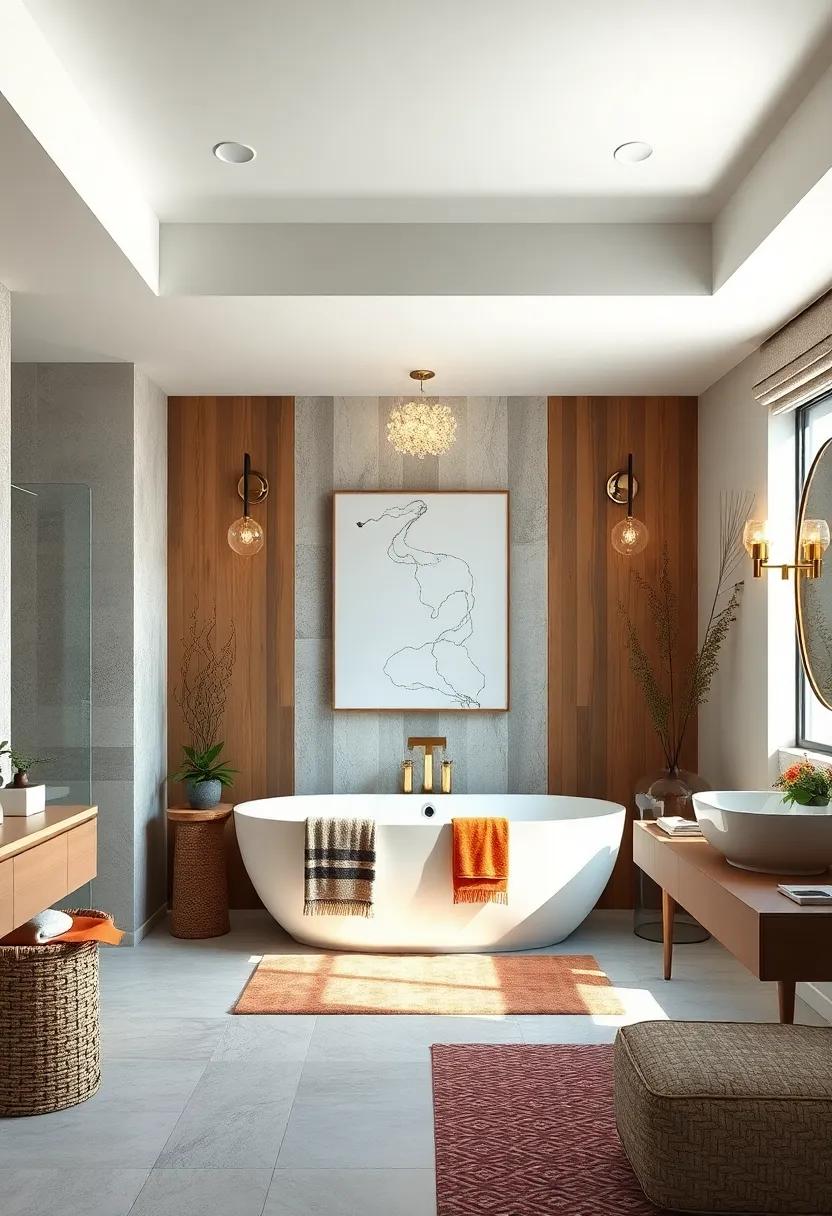 Layered ⁢Textures: ‍Combine various materials such ​as wood, ⁤stone, and textiles around a freestanding ‌tub to‍ create ⁢depth​ and interest in the⁢ design